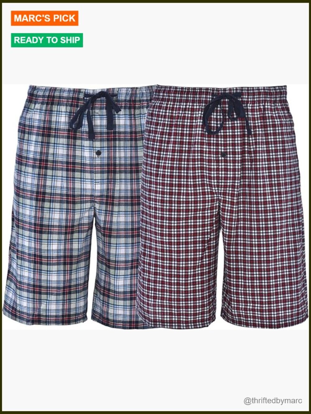 Men's Woven Sleep Shorts 2-Pack Button Fly Pockets Lounge Pajama